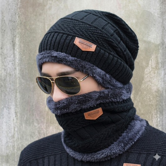 Coral Fleece Scarf & Beanie cap For Men & Women