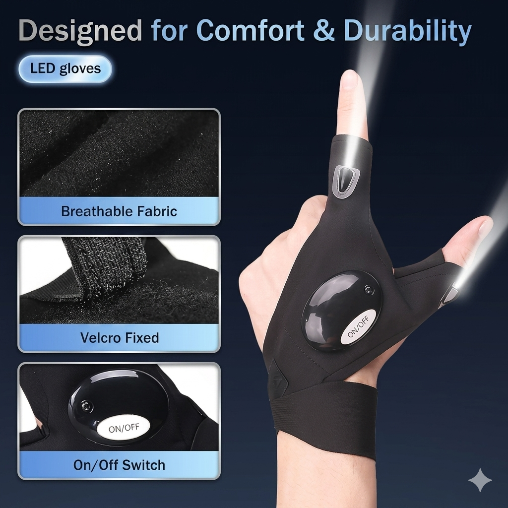 LED Flashlight Gloves (Pack of 2)