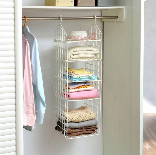 5 Layer Hanging Folding Cloth Rack - Dormitory Closet Storage Organizer ( 1 Pcs)